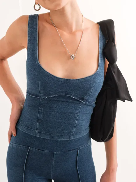 27 Grace Cotton Denim Corset Top