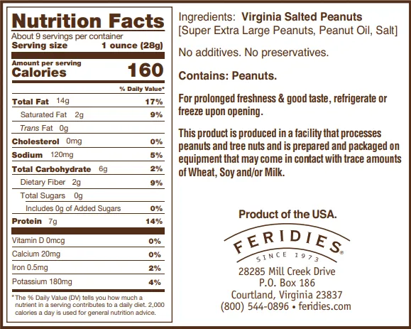 9 oz. Salted Virginia Peanuts