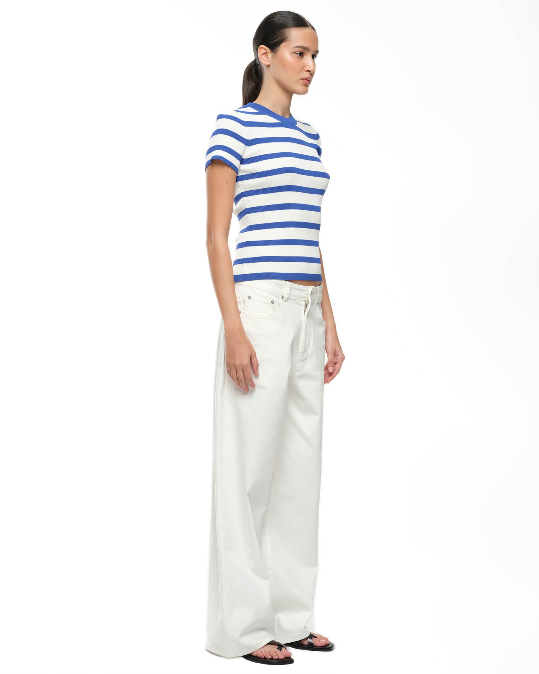 AGNES KNIT TEE - COBALT STRIPE