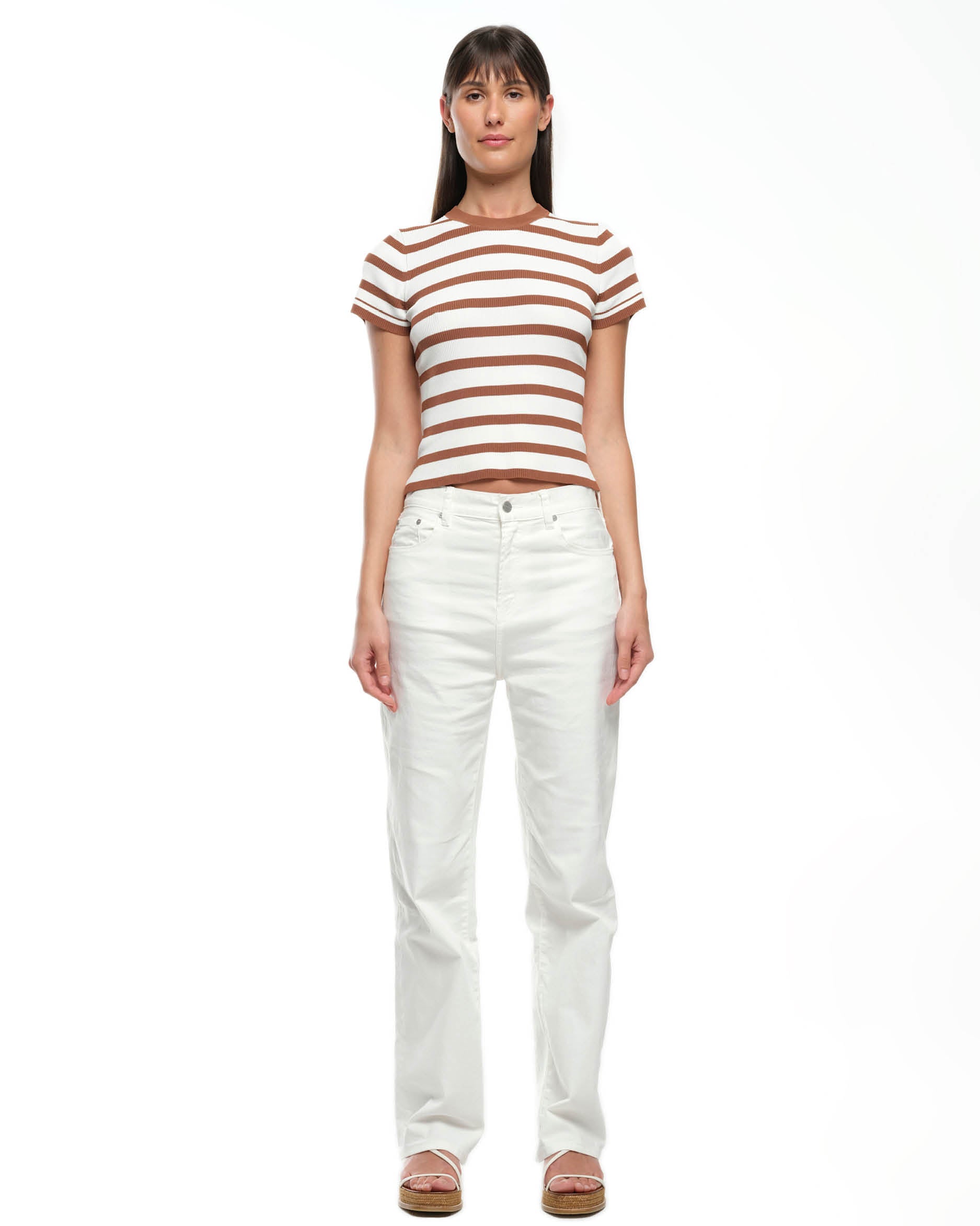 AGNES KNIT TEE - COCOA STRIPE