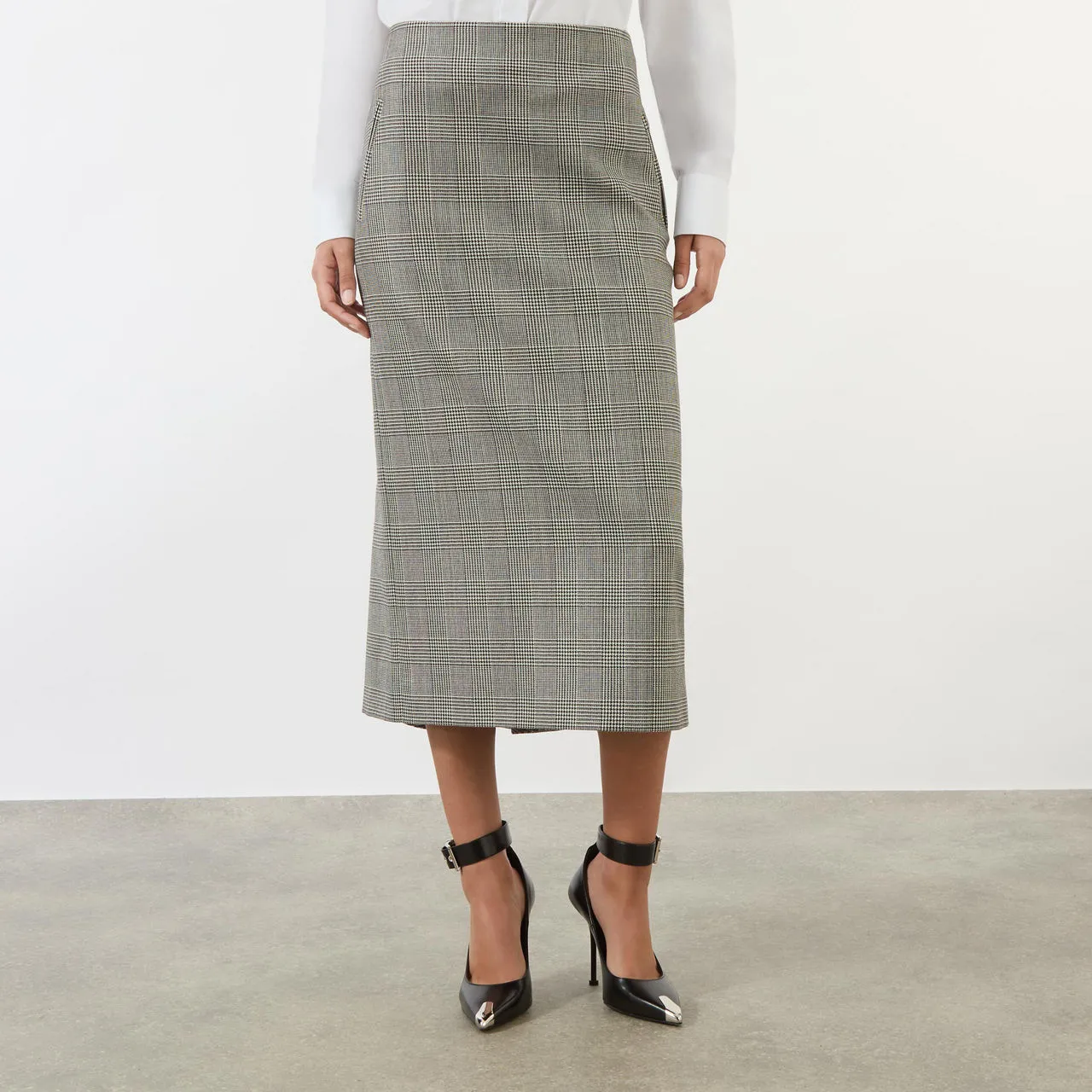 ALEXANDER MCQUEEN High-Rise Check Pencil Skirt - Black