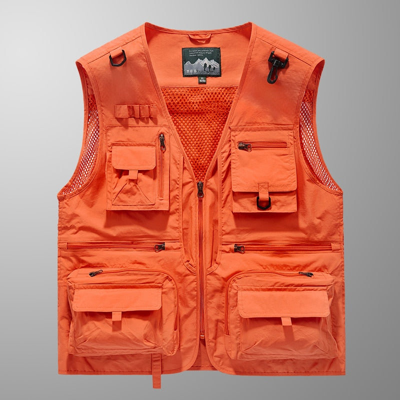 Ashore Shop New Spring Autumn Men Multi Pockets Quick Drying Sleeveless Vest Men Outdoor Sports Waistcoat Camping Fishing Jacket