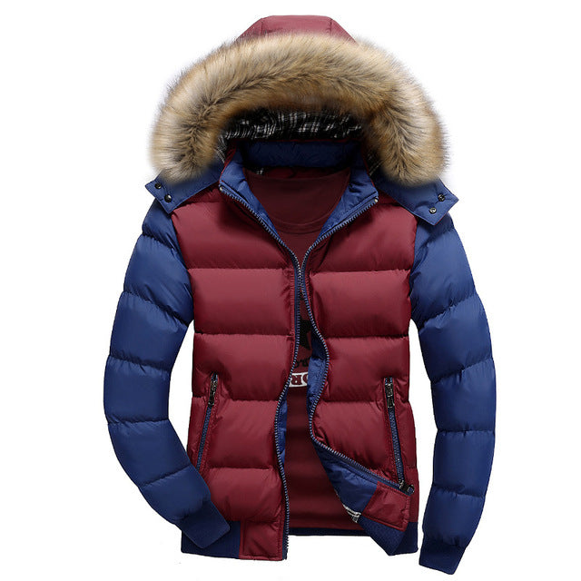 ASHORESHOP Men's Winter Jackets Thick Hooded Fur Collar Parka Men Coats