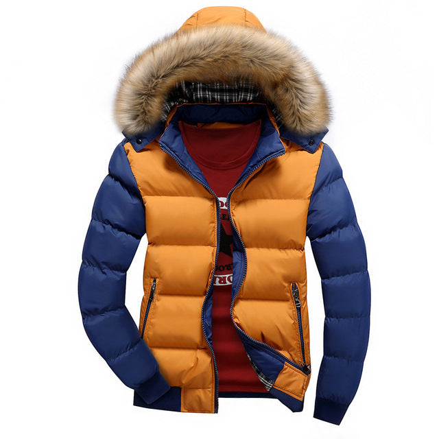 ASHORESHOP Men's Winter Jackets Thick Hooded Fur Collar Parka Men Coats