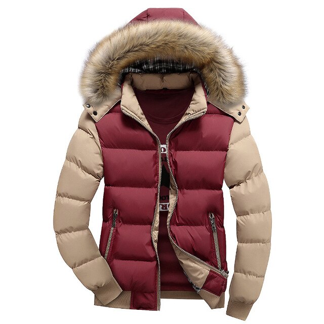 ASHORESHOP Men's Winter Jackets Thick Hooded Fur Collar Parka Men Coats