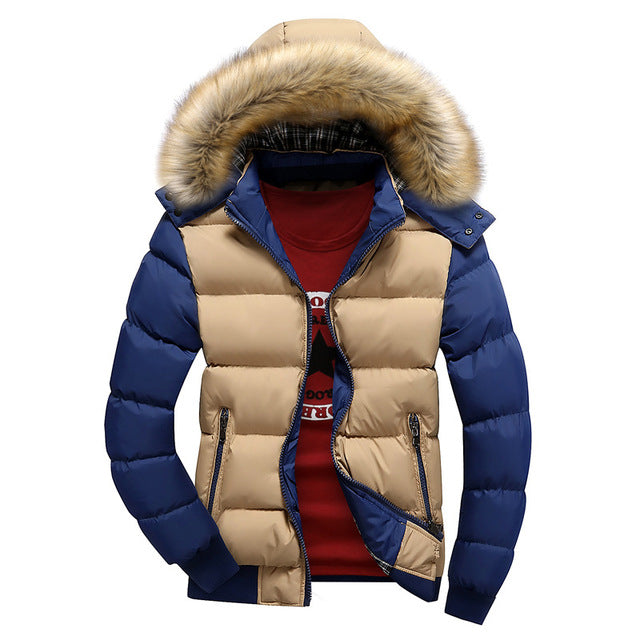 ASHORESHOP Men's Winter Jackets Thick Hooded Fur Collar Parka Men Coats