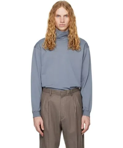 AURALEE Blue Luster Plaiting Turtleneck