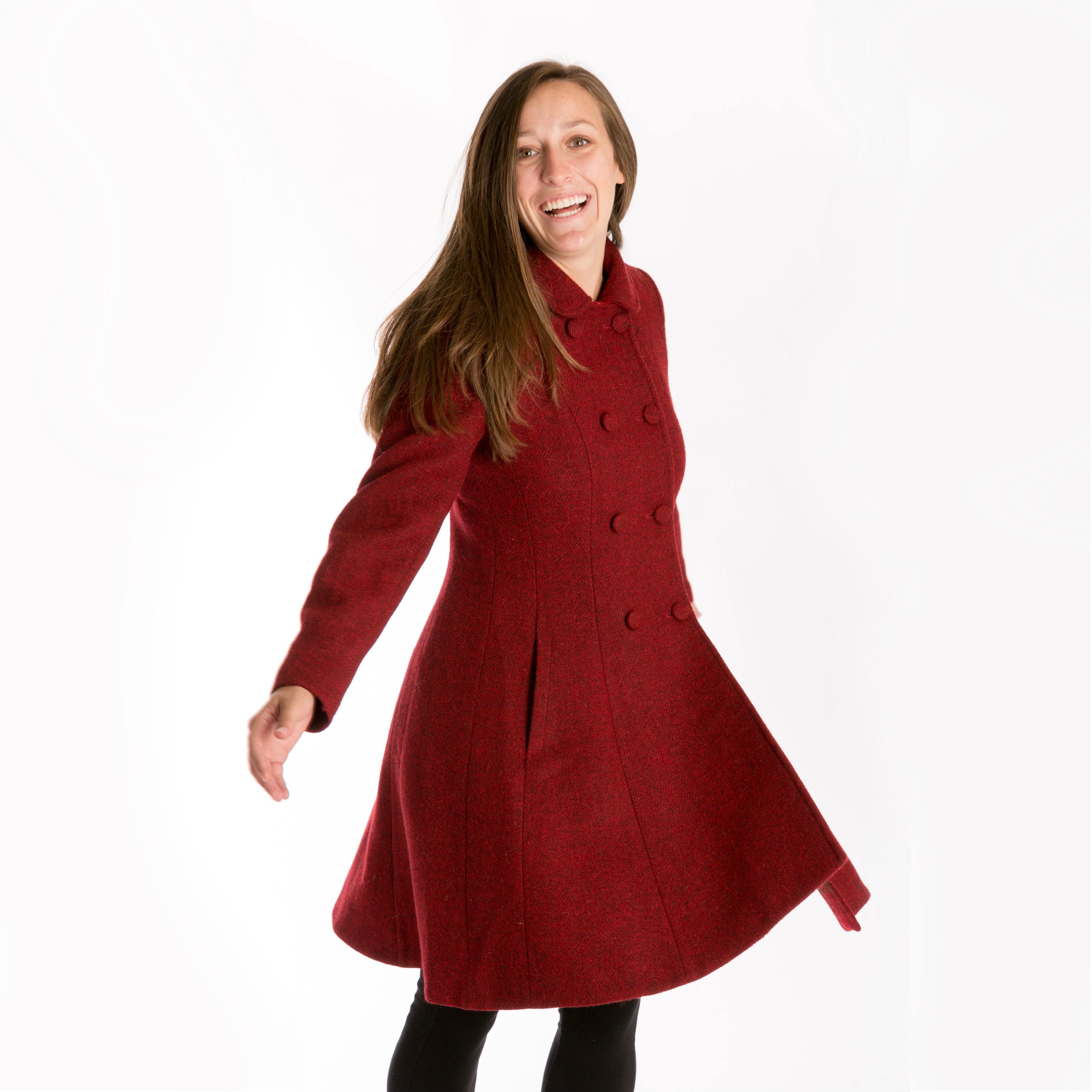 Belle Semi-Flare Harris Tweed Overcoat [3 Colors]