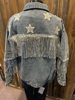 Bling Denim Stars & Fringe Jacket