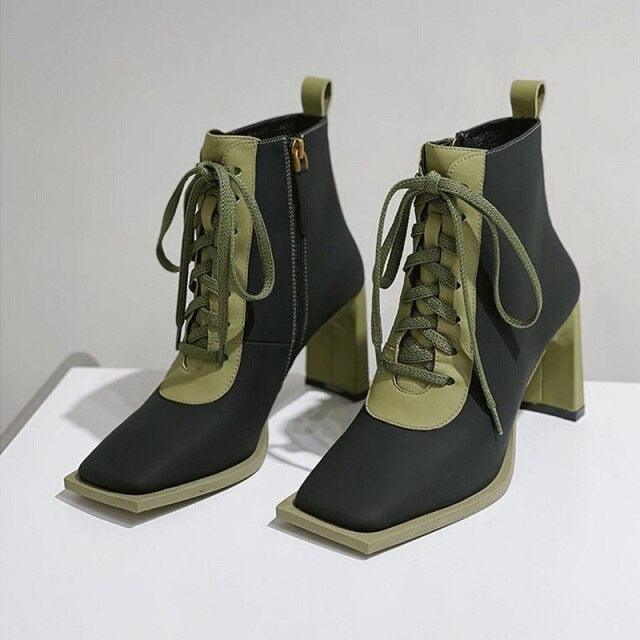 Block Lace-Up Women Boots