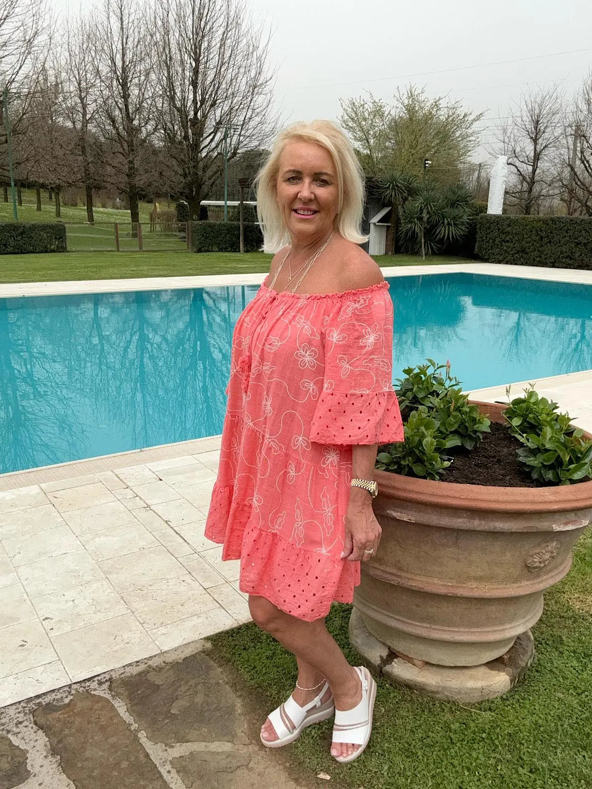 Coral Patterned Tassel Bardot Tunic Penny