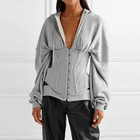 Corset Hoodie Sweatshirt in Gray