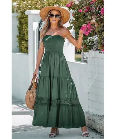 Cupshe Smocked Ruffled Maxi Tube Dress