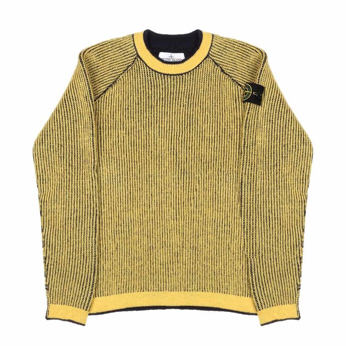 DOUBLE FACE SWEATER IN RIBBED WOOL Kids Blue Yellow