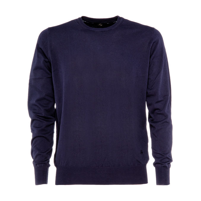 DYED CREW NECK SWEATER Man Blue china