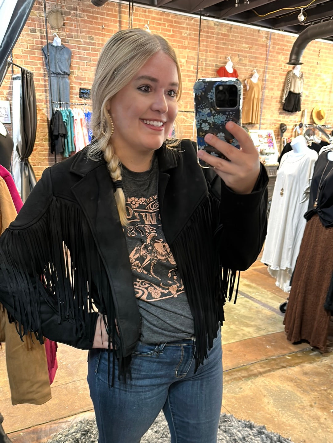 Faux Suede Fringe Jacket