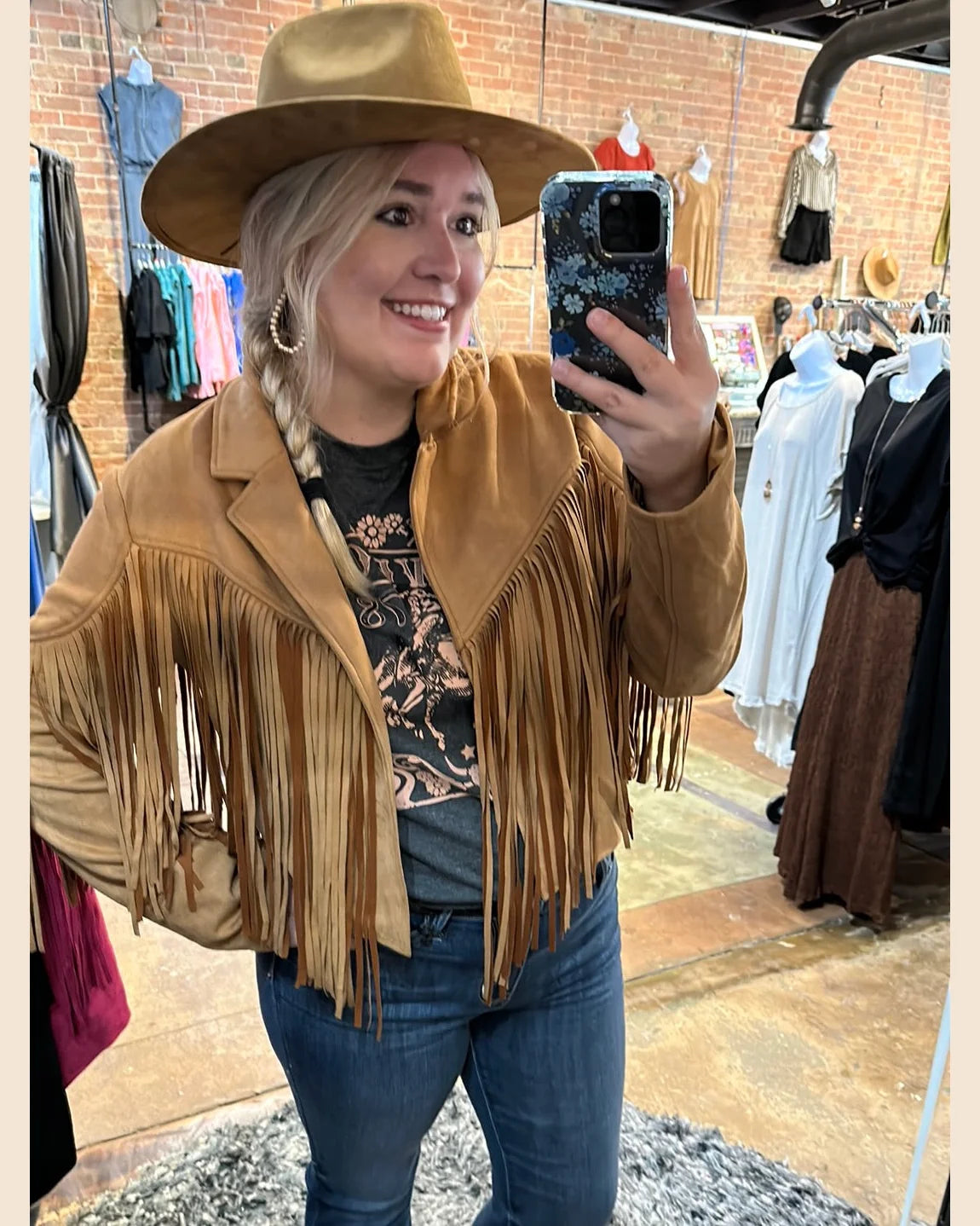 Faux Suede Fringe Jacket