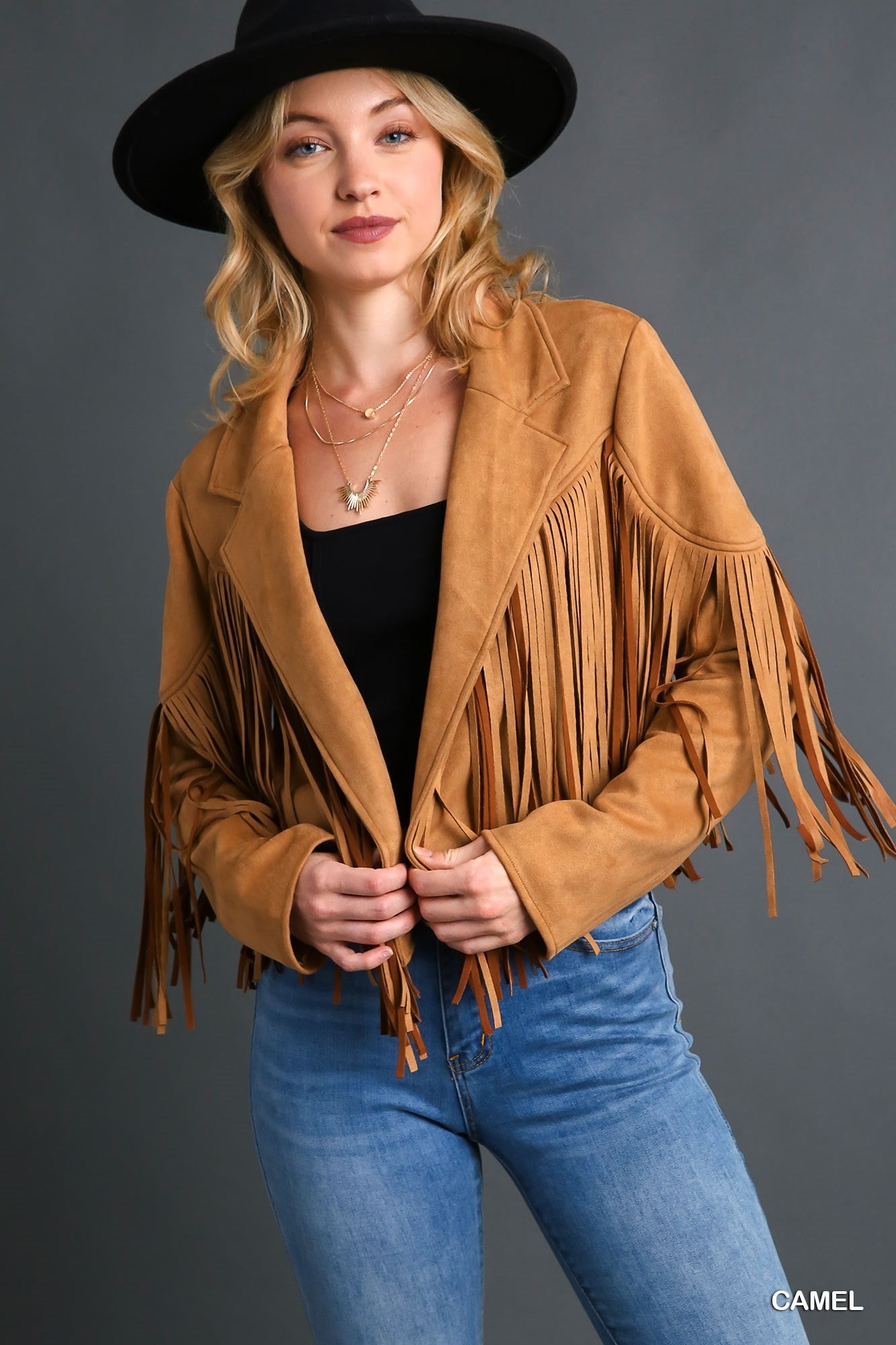 Faux Suede Fringe Jacket