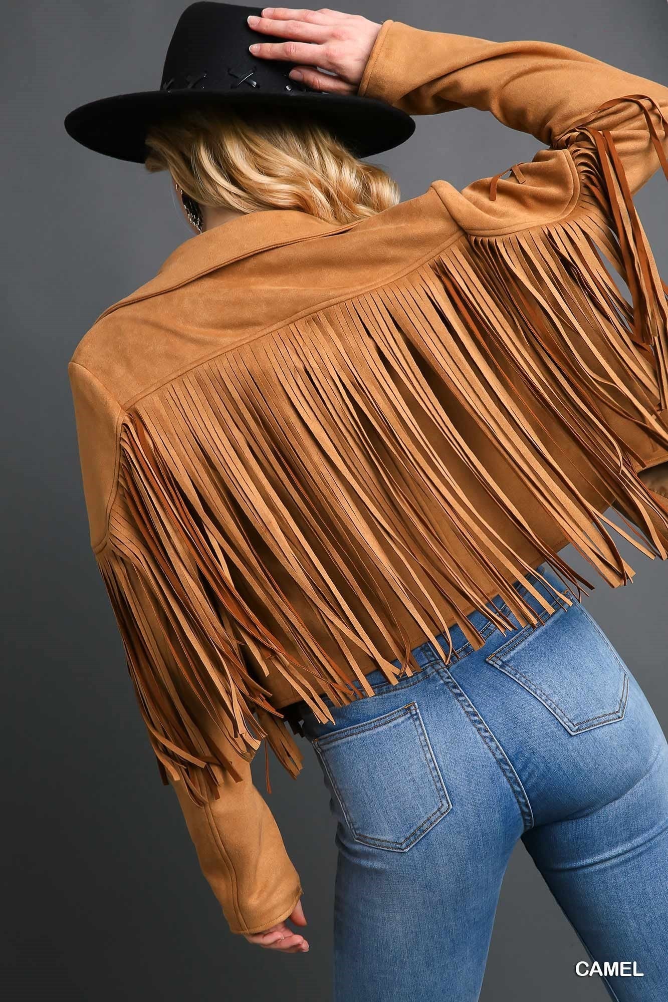 Faux Suede Fringe Jacket