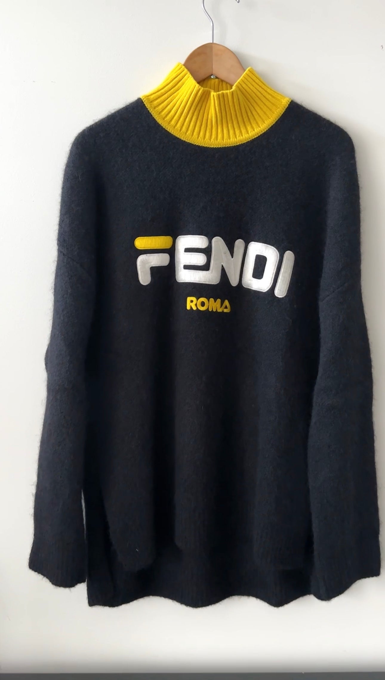 Fendi x Fila Limited Edition Black and Yellow Mohair Sweater - L / XL