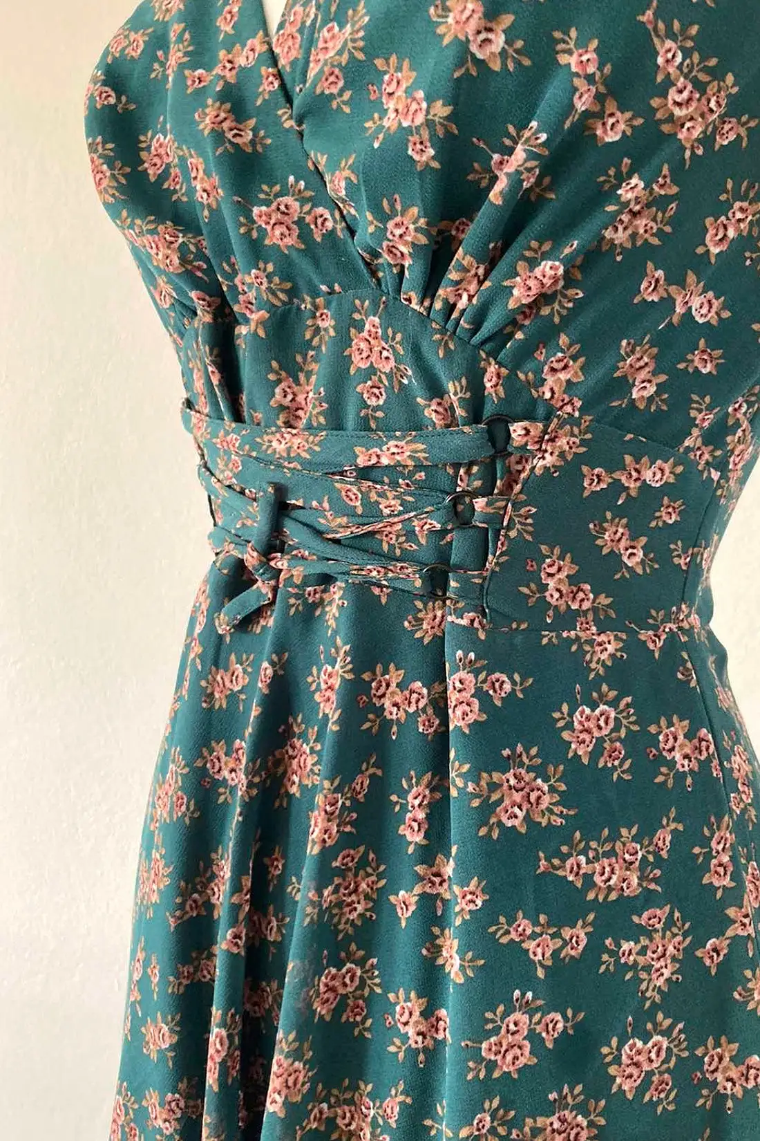 Fiorella Corset Teal Floral Dress