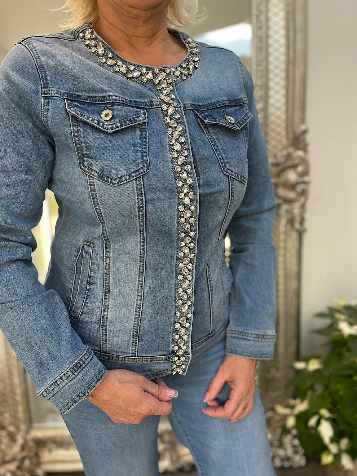 Gem Embellished Denim Jacket Cara