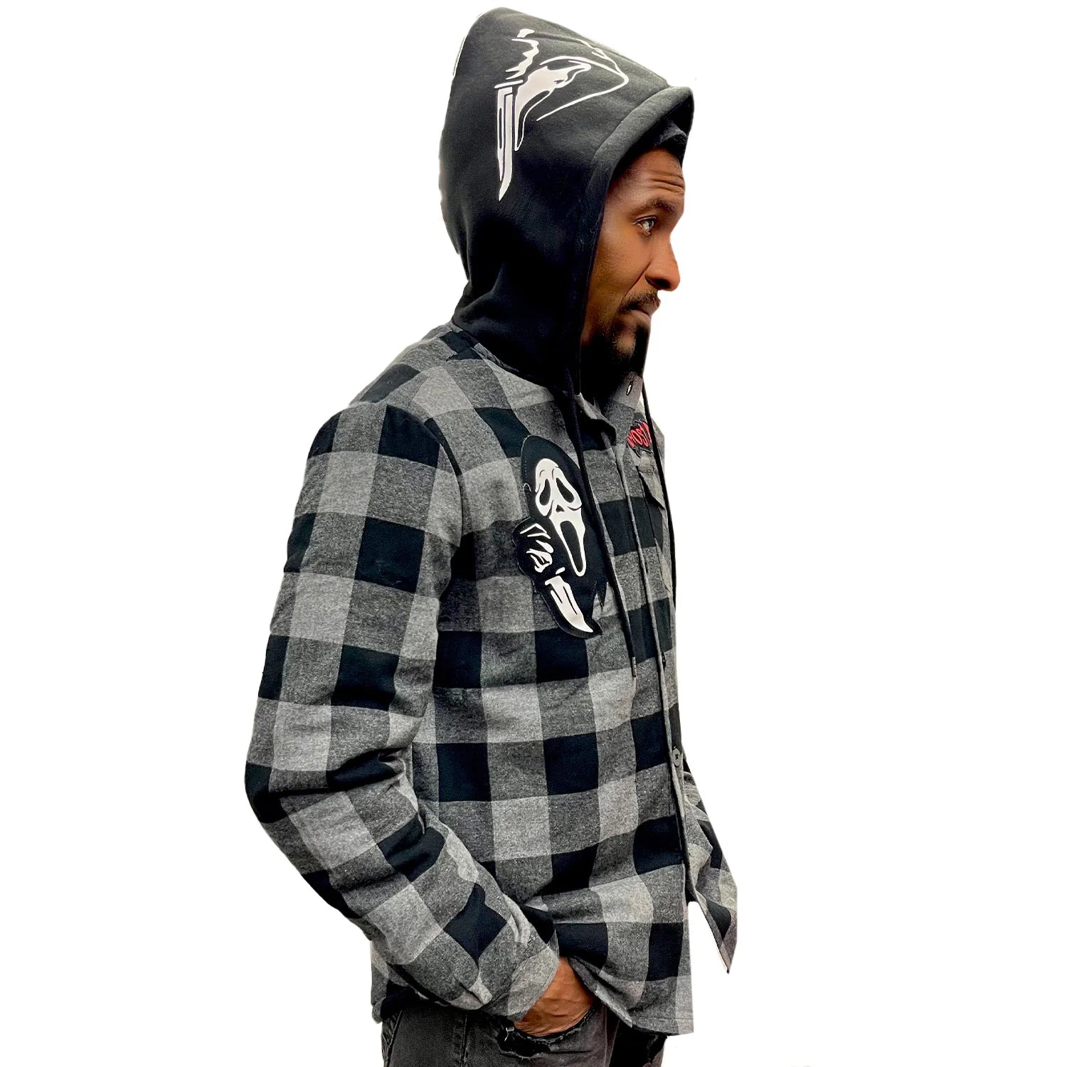 Ghostface Flannel Button Hoodie