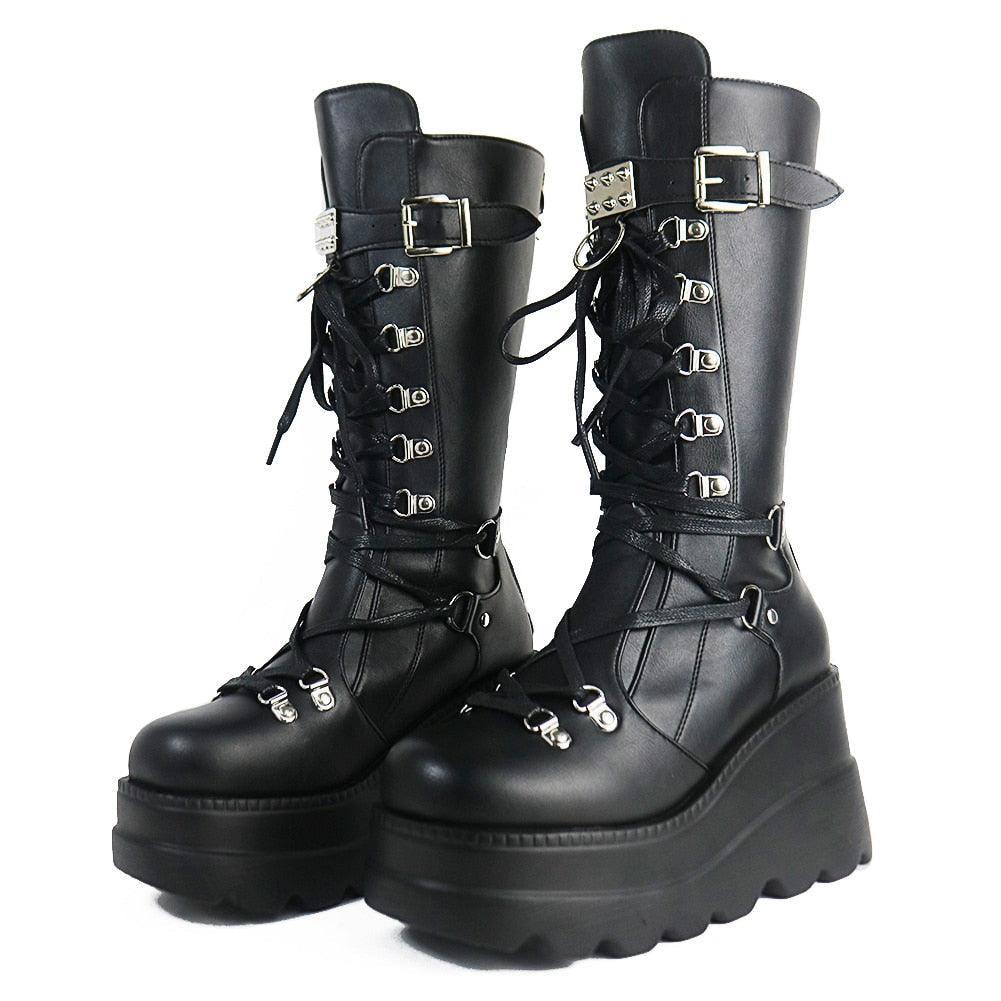 Goth Platform Wedge Boots