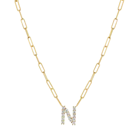 Grand Initial Paper Clip Necklace