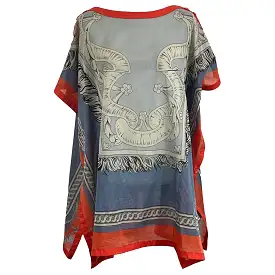 Hermes 1310 Cornflower & Orange Cotton Beach Tunic XXS/XS/S/M/L/XL/XXL