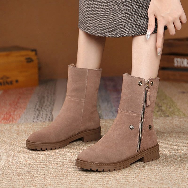 High-Quality Suede Leather Boot Women's Casual Shoes EK121