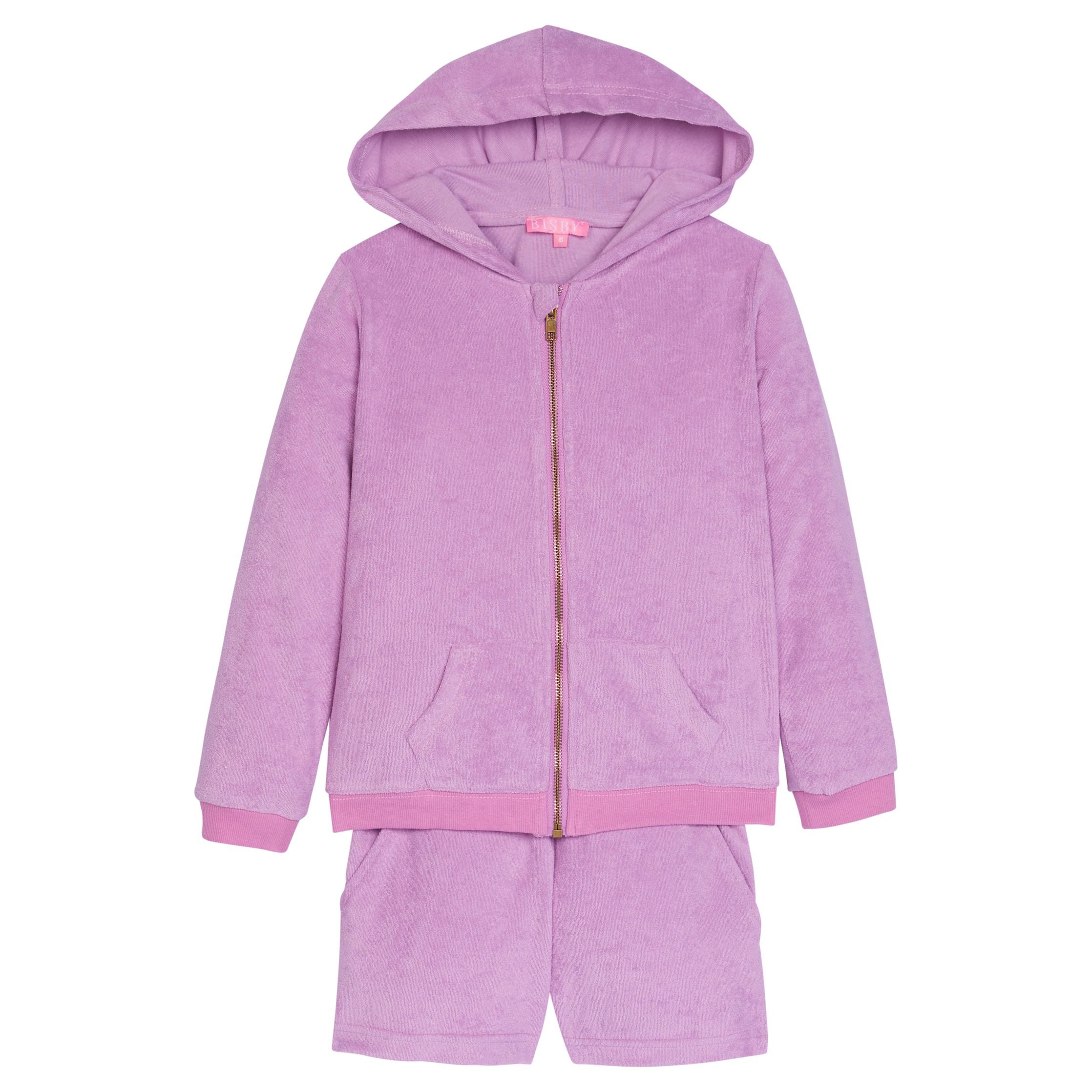 Hoodie Short Set- Lilac Terry