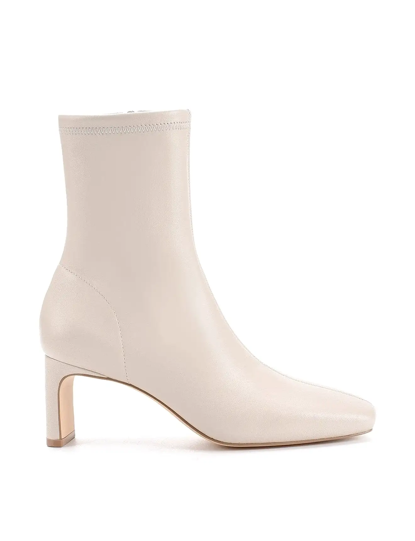 JoJo Block Heel Ankle Boot - Bone Stretch Leather