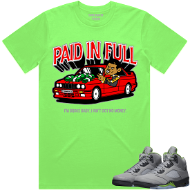 Jordan 5 Green Bean 5s Shirt to Match - RED PAID