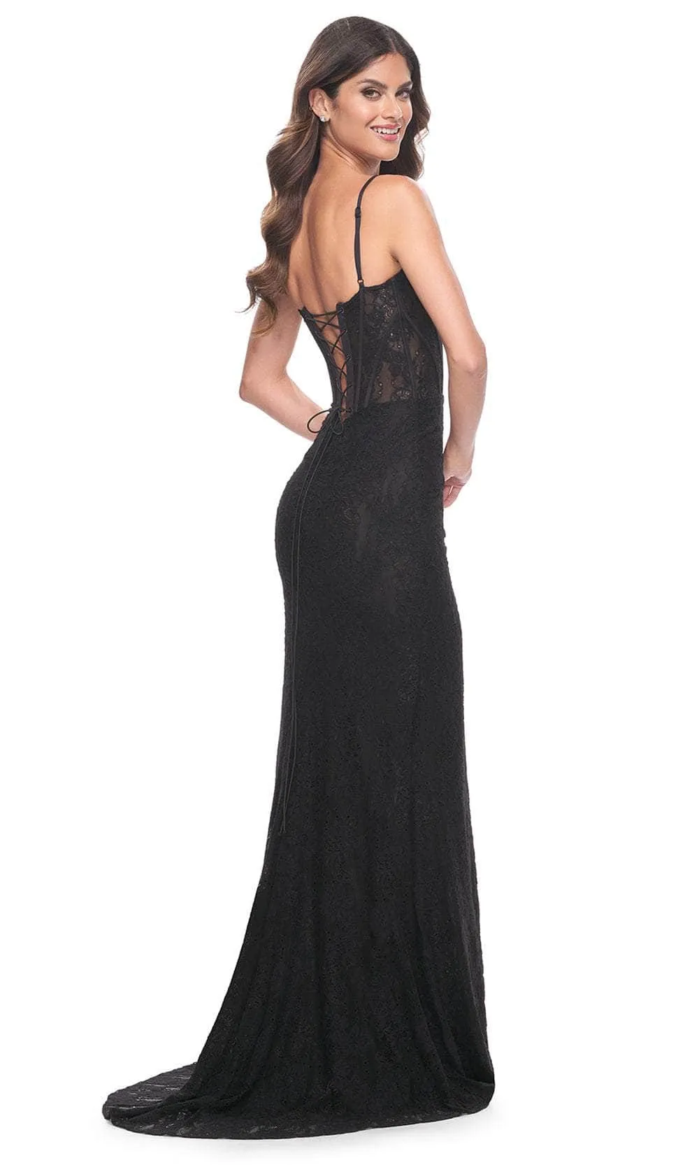 La Femme 32237 - Stretch Lace Corset Prom Gown