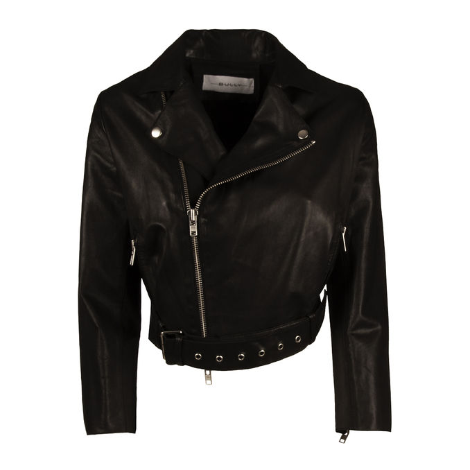 LEATHER  JACKET WITH  BELT Woman Black