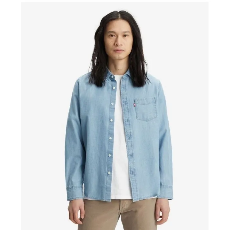 LEVI'S  85746  Camicia Botton Down In Cotone Manica Lunga Blu Jeans