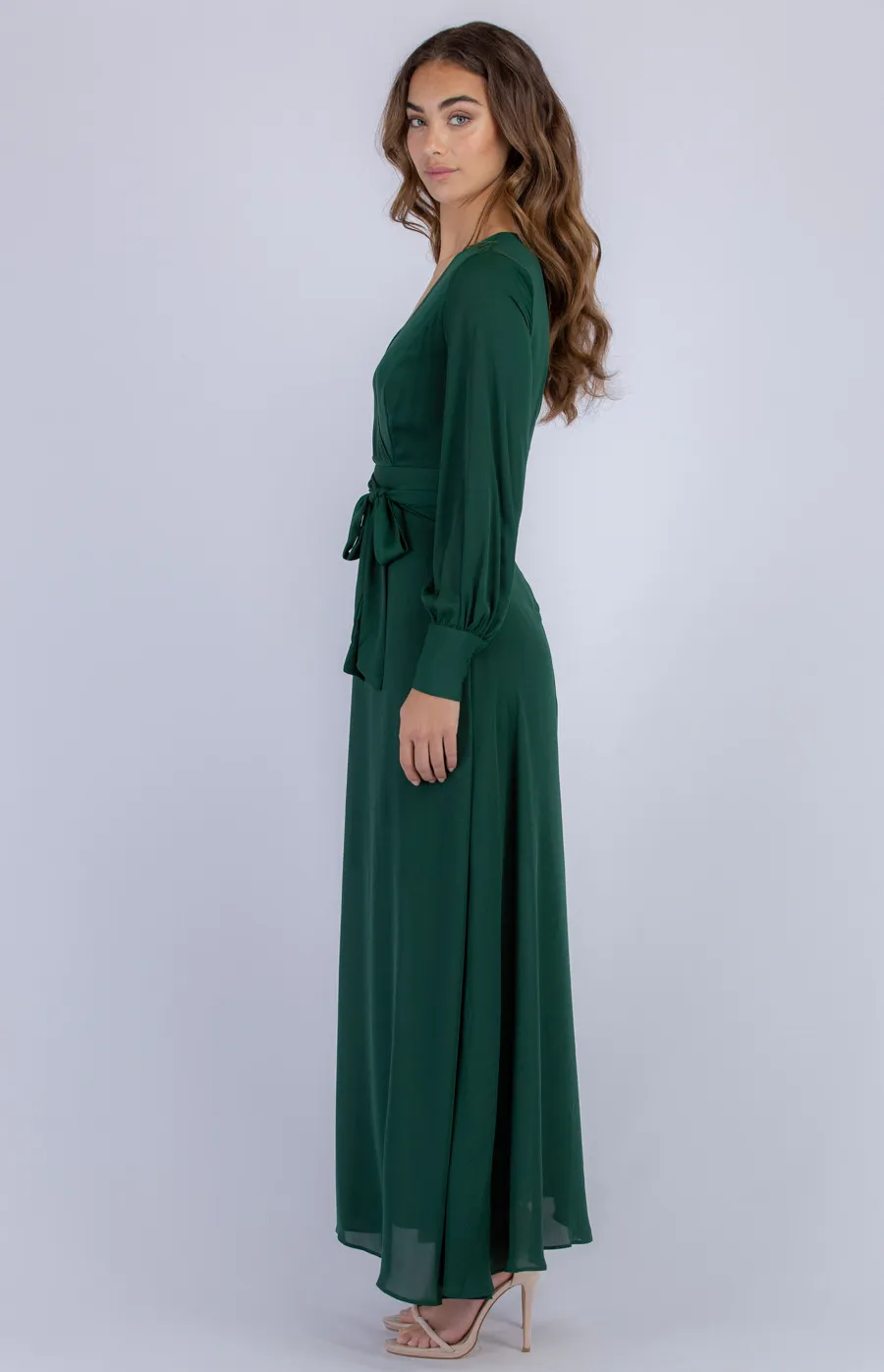 Long Sleeve Maxi Dress with Belt (ADR1092B)