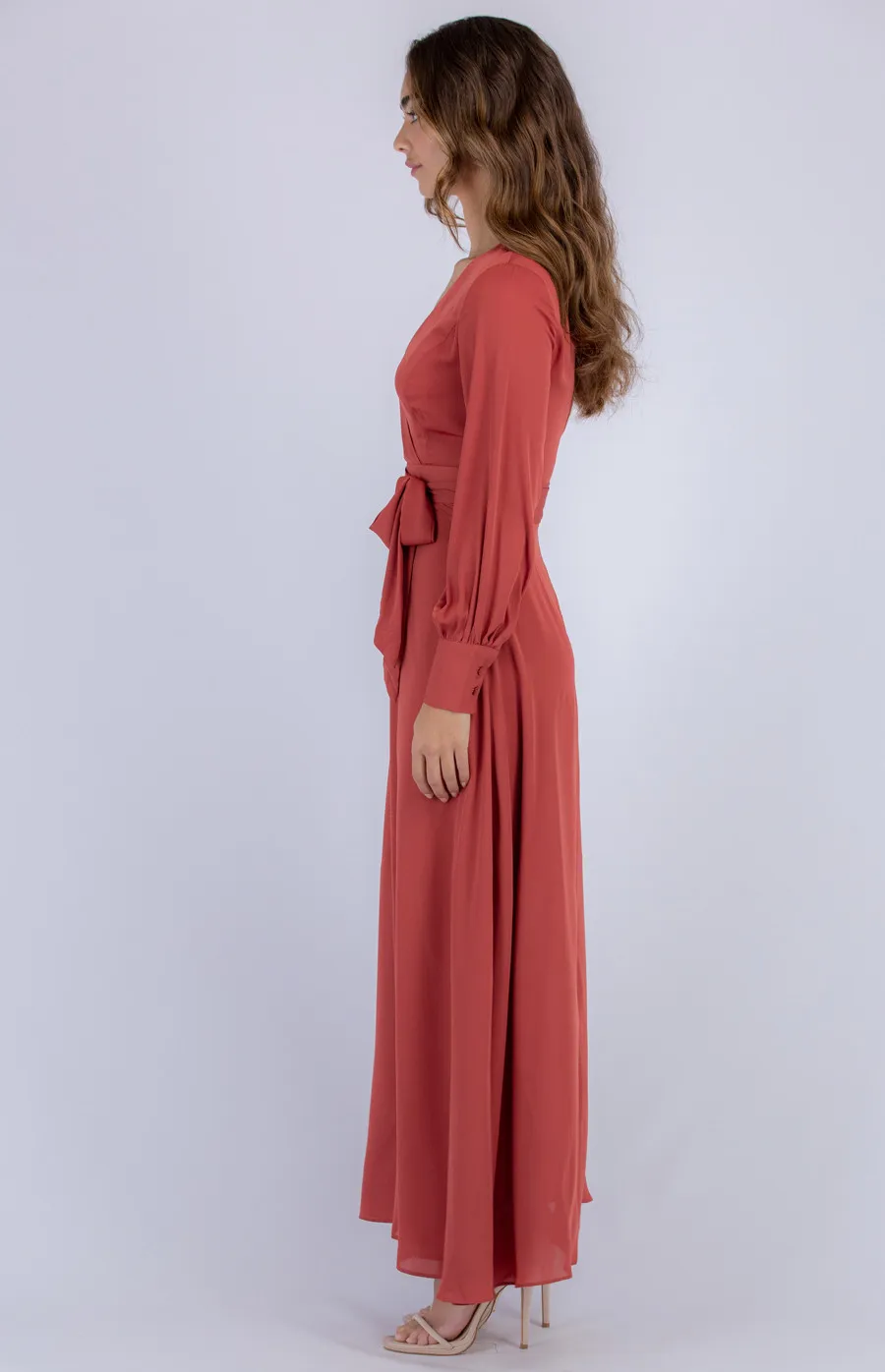 Long Sleeve Maxi Dress with Belt (ADR1092B)