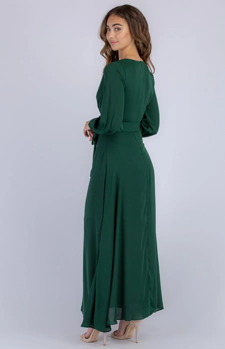 Long Sleeve Maxi Dress with Belt (ADR1092B)