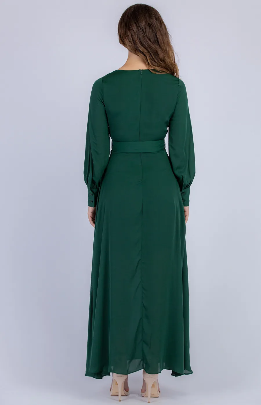 Long Sleeve Maxi Dress with Belt (ADR1092B)