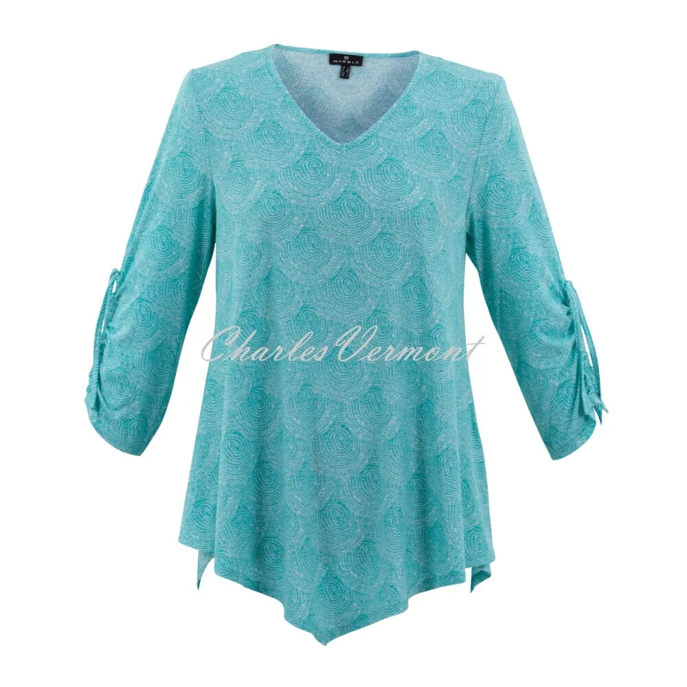 Marble Swirl Print Tunic Top - Style 7418-151 (Aqua / White)