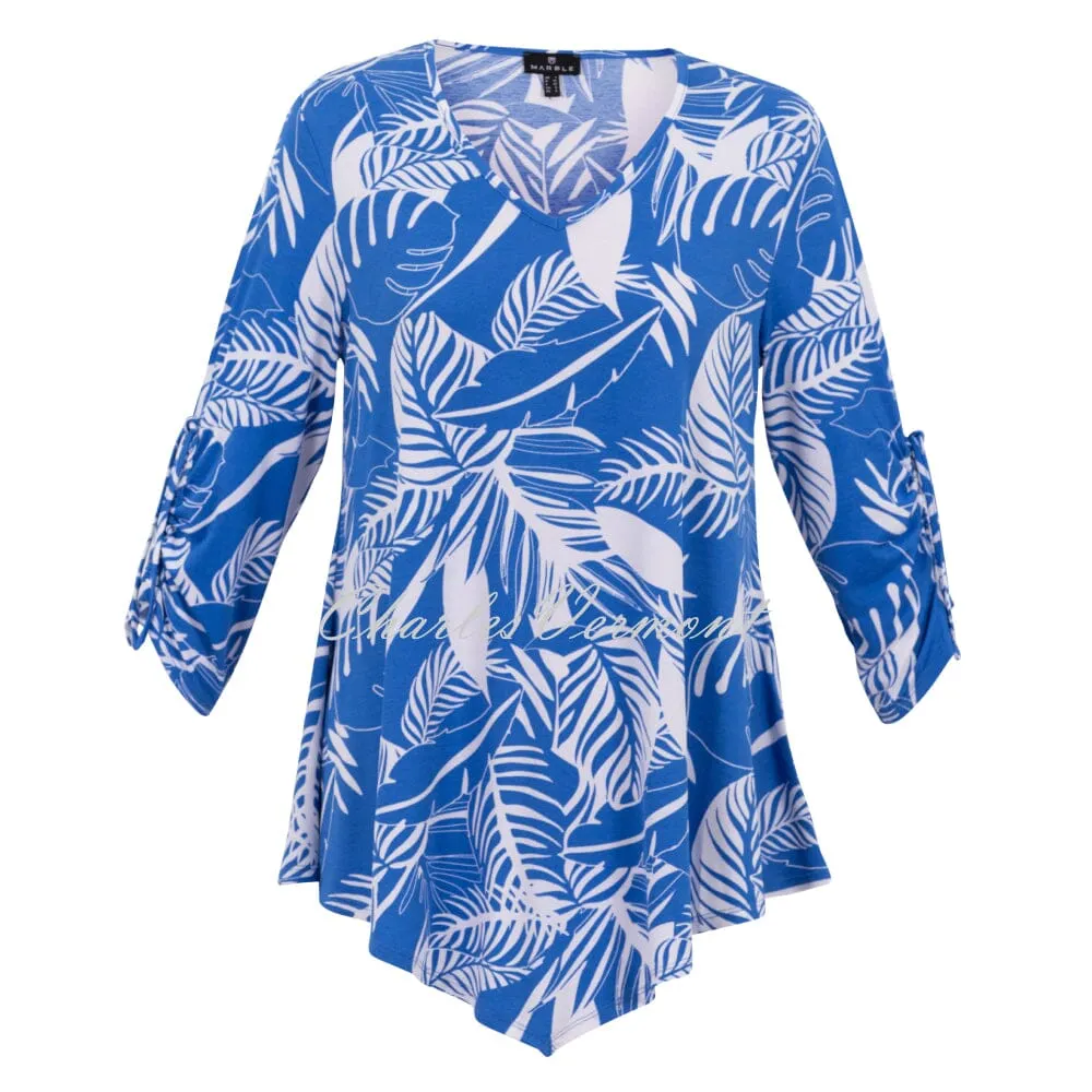 Marble Tunic Top - Style 6961-201 (Deep Blue / White)