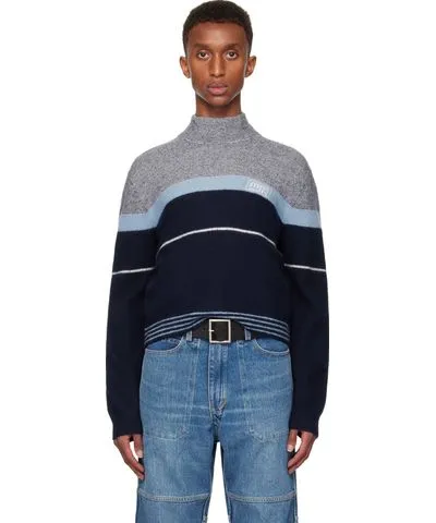 Martine Rose Navy Pilling Turtleneck