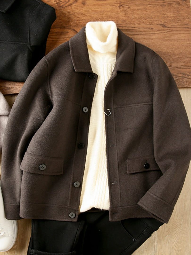 Mens Double Side Wool & Blended Easy Short Coats Autumn and Winter