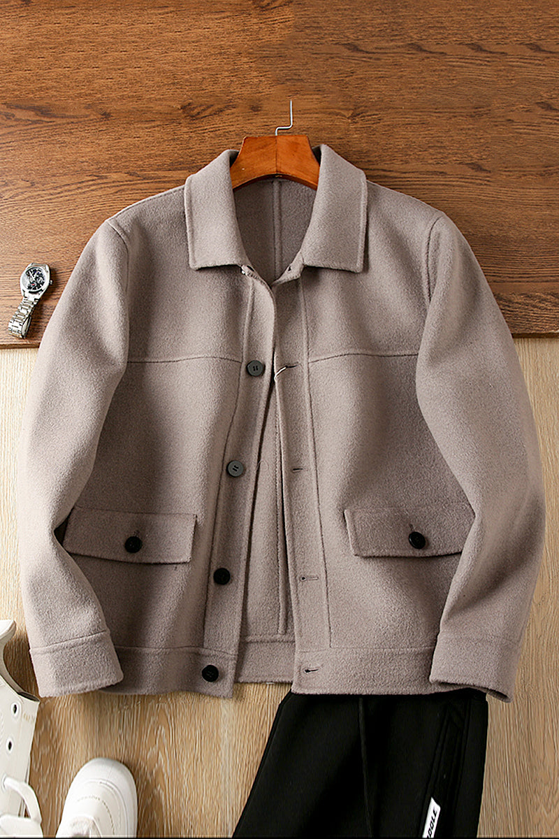 Mens Double Side Wool & Blended Easy Short Coats Autumn and Winter