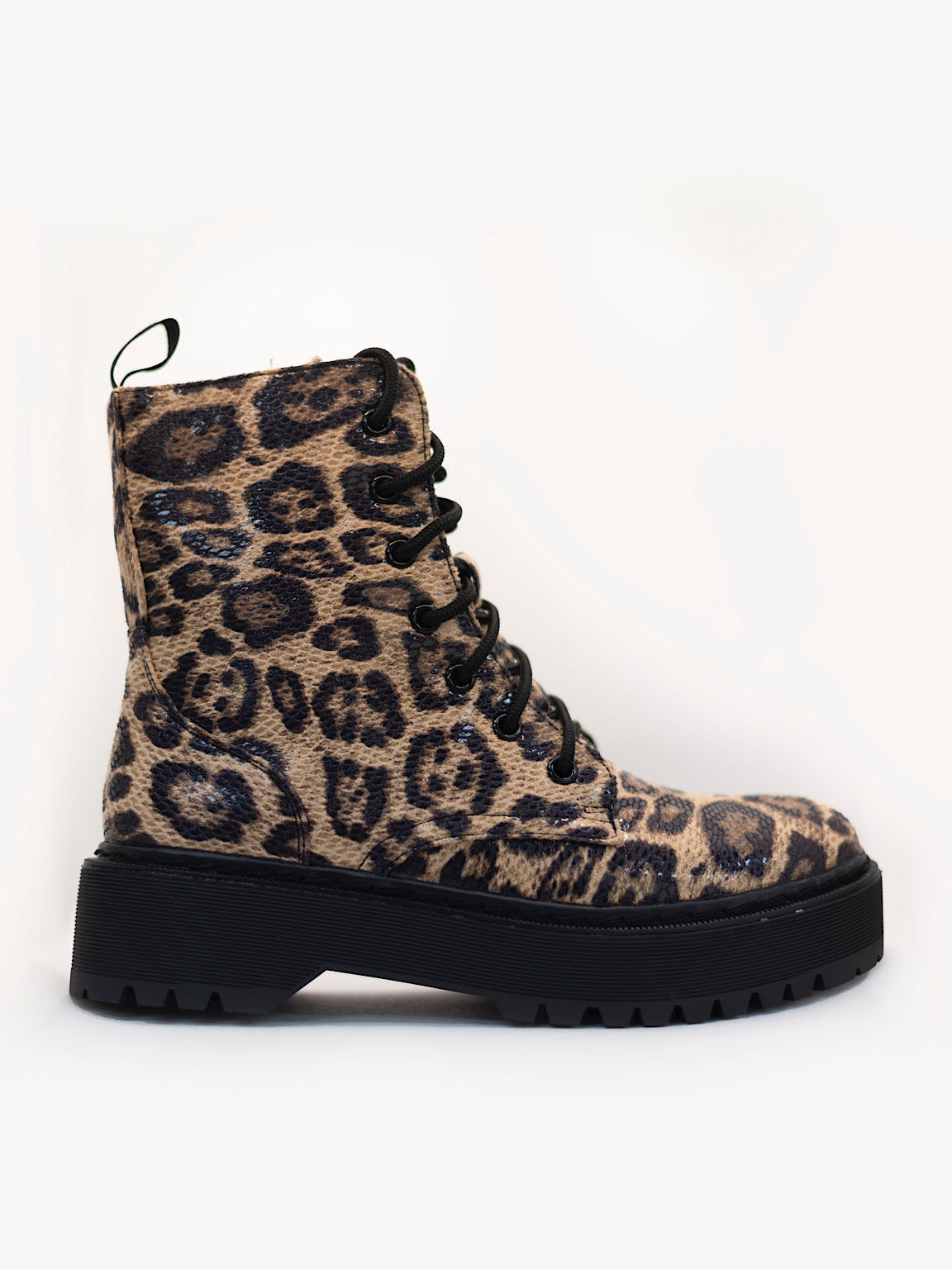 Natural Leopard Combat Boots