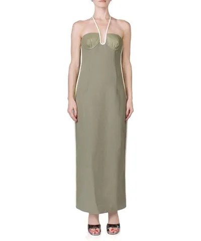 Paris Georgia Nassia Dress In Khaki & Cream