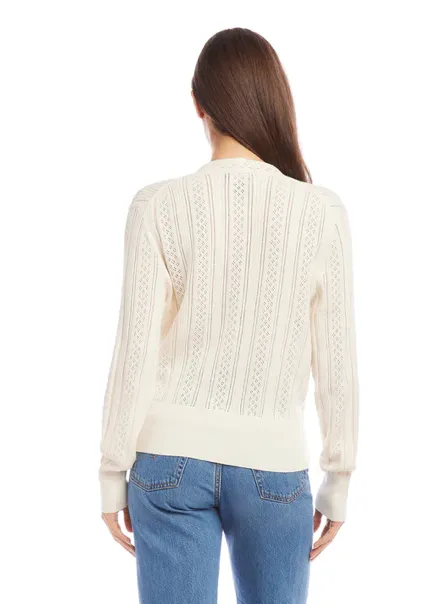 Pointelle Wrap Sweater Cream