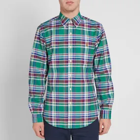 Polo Ralph Lauren Slim Fit Button Down Check Oxford ShirtGreen & Wine